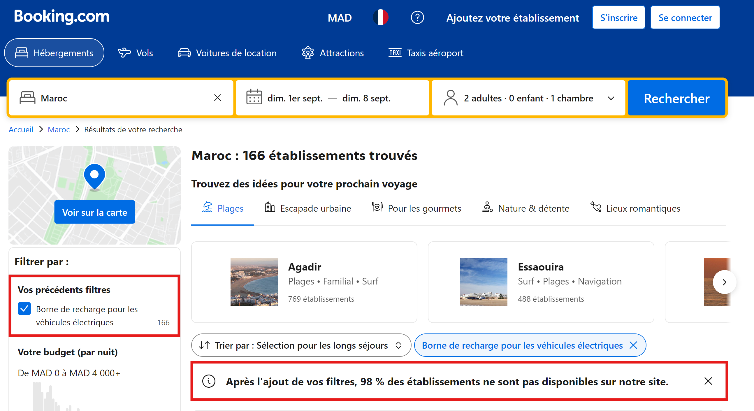 Booking-bornes de recharge pour hôtels au Maroc